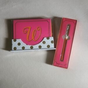 "W" Stationary Cards and Pen NWT